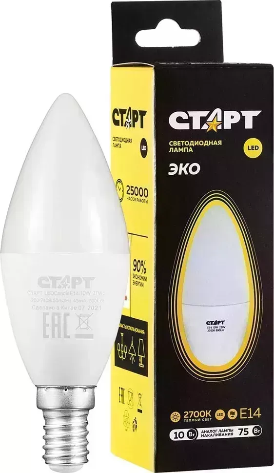Лампа СТАРТ LEDCANDLEE14 10W 30 WS
