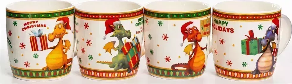 Кружка OLAFF 223-08001 HAPPY HOLIDAYS, 380мл, микс 4 декора 55612