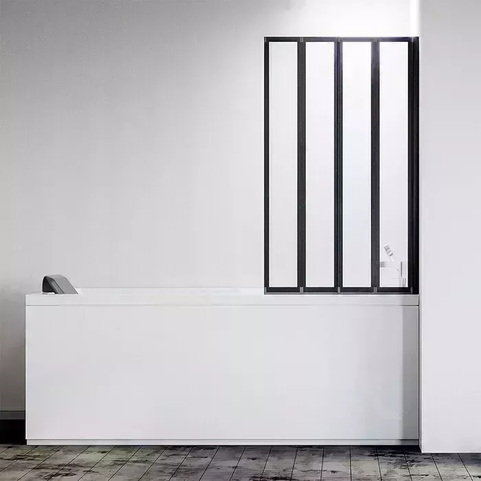 Шторка для ванны Veconi Palau 90x150 прозрачная, черная (PL74BR-90-01-19C4)