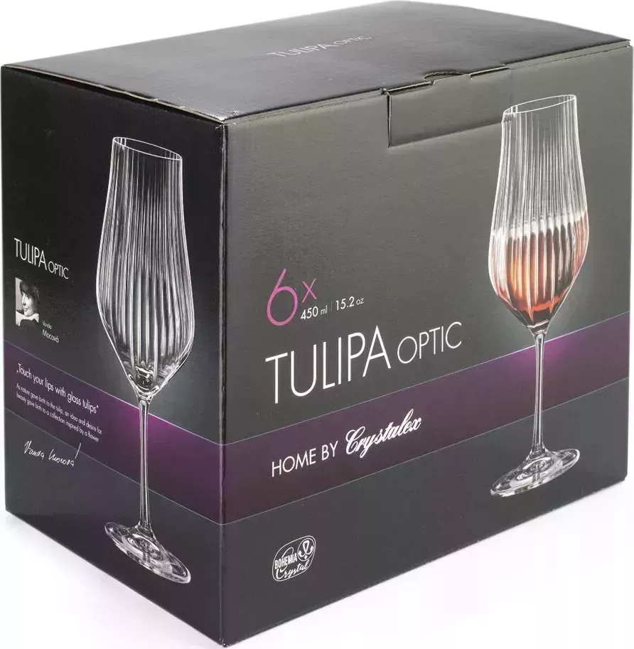 Набор бокалов CRYSTALEX CR450101TO для вина TULIPA OPTIC 6шт 450мл