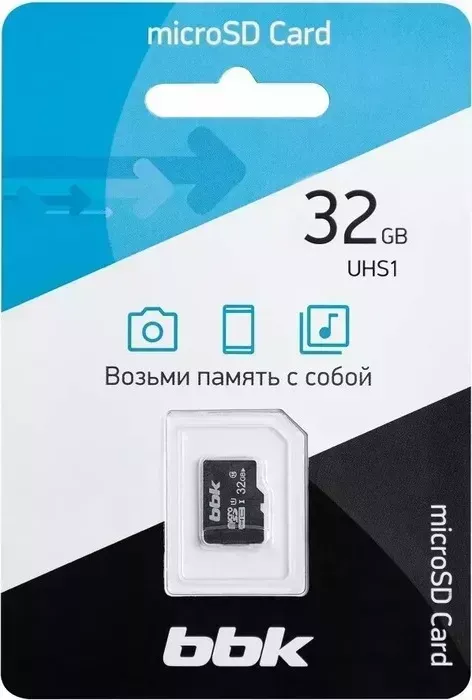 SD карта BBK памяти MicroSDHC 032GHCU1C10, 32Гб, UHS-1, класс 10 Карта 10