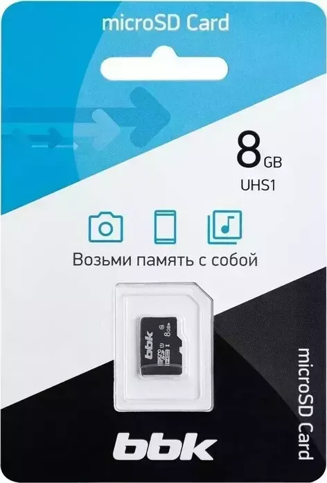 SD карта BBK памяти MicroSDHC 008GHCU1C10, 8Гб, UHS-1, класс 10 Карта 10