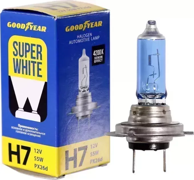 Лампа GOODYEAR GY017126 Н7 12V 55W PX26d Super White галогенная