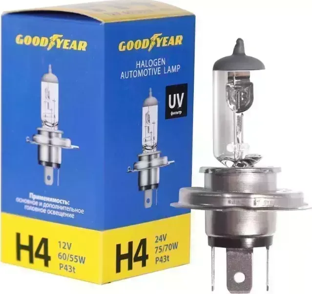 Лампа GOODYEAR GY014120 Н4 12V 60/55W P43t галогенная