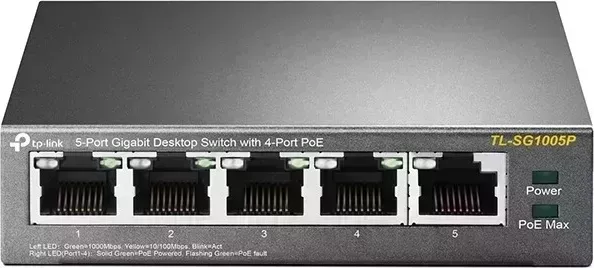 Коммутатор TP-Link TL-SG1005P 5G 4PoE+ 56W неуправляемый