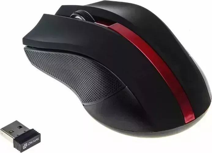 Мышь проводная Oklick 615MW черный/красный оптическая (1000dpi) бес USB для ноутбука (3but) (412861)