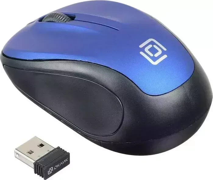Мышь проводная Oklick 665MW черный/синий оптическая (1000dpi) бес USB для ноутбука (4but) (1025132)