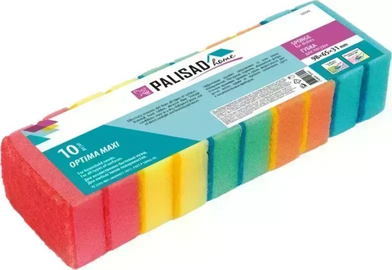 Губки для посуды PALISAD OPTIMA MAXI, 98X65X31 мм, 10 шт., 923545 Губка 10