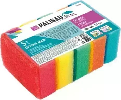 Губки для посуды PALISAD OPTIMA MAXI, 98X65X31 мм, 5 шт., 923535 Губка 5
