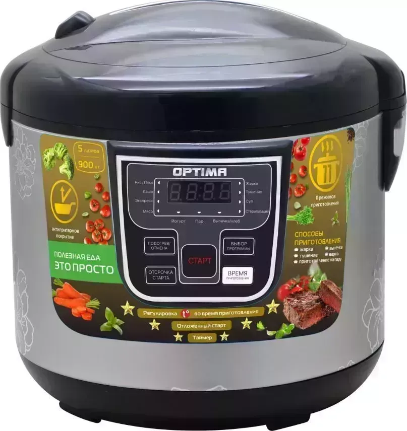 Мультиварка OPTIMA MC-5101 черный, цветы