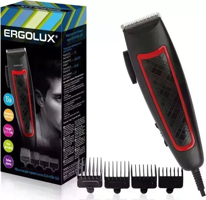 Машинка для стрижки ERGOLUX ELX-HC04-C43 черный с красным
