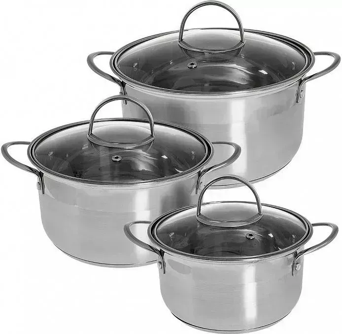 Набор посуды WEBBER BE-629/6 6 пр. 1.9л, 2.7л, 3.7л из нерж.стали 6