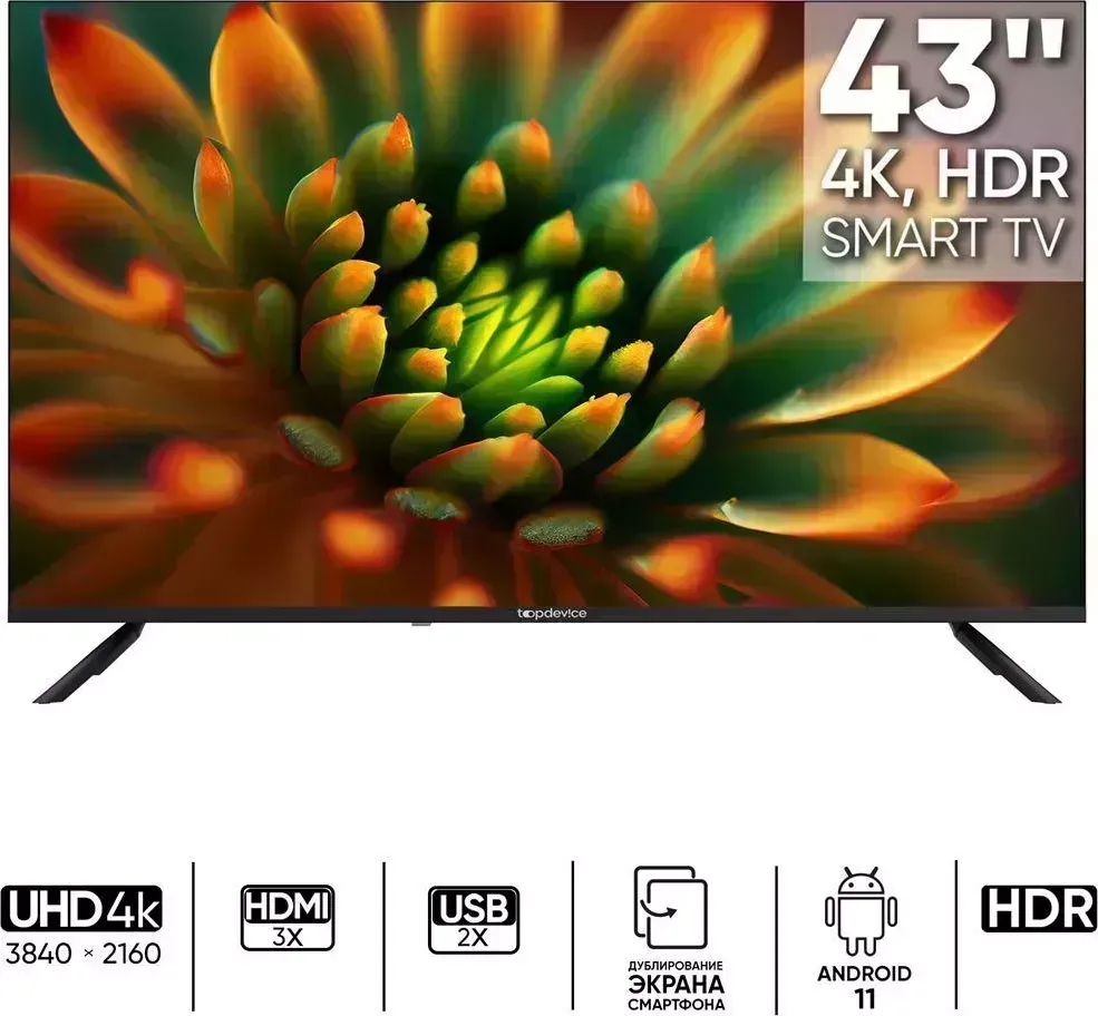 Телевизор TopDevice TOPDEVICE TDTV43BS06U_BK UHD SMART