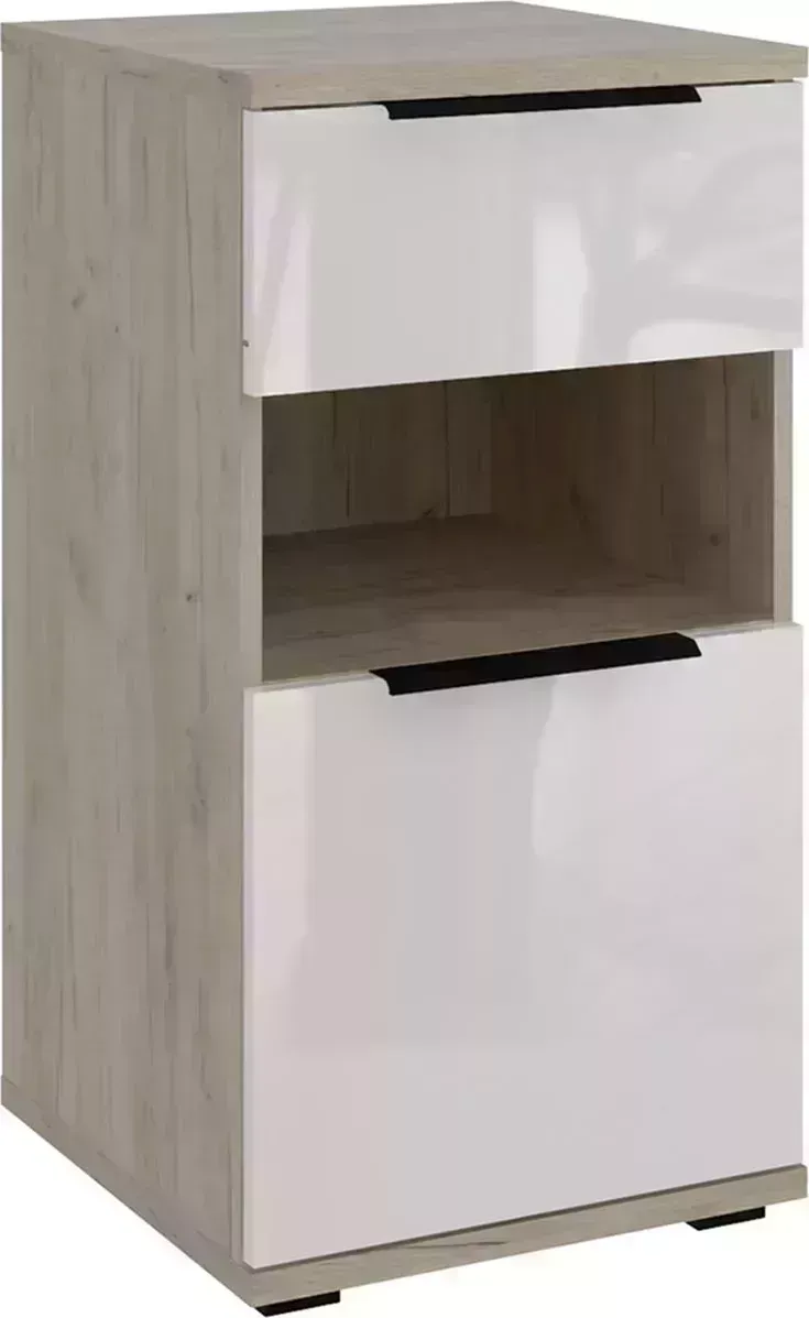 Комод STOLLINE с ящиком и дверцей Альянс дуб крафт / белый глянец с и /