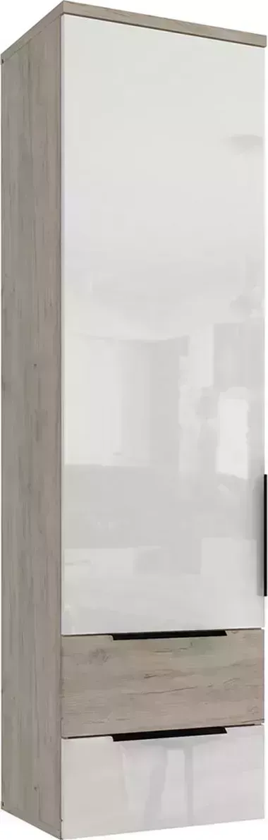 Шкаф верхний Столлайн навесной с ящиками Альянс дуб крафт / белый глянец