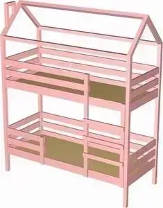 Двухярусная кровать-домик RooRoom кд-77Р 160x70 розовый