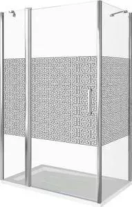 Душевой уголок Good Door Fantasy WTW+SP-130-90 с поддоном, профиль хром, стекло прозрачное с рисунком (ФА00014, ФА00017, ЛП00004)