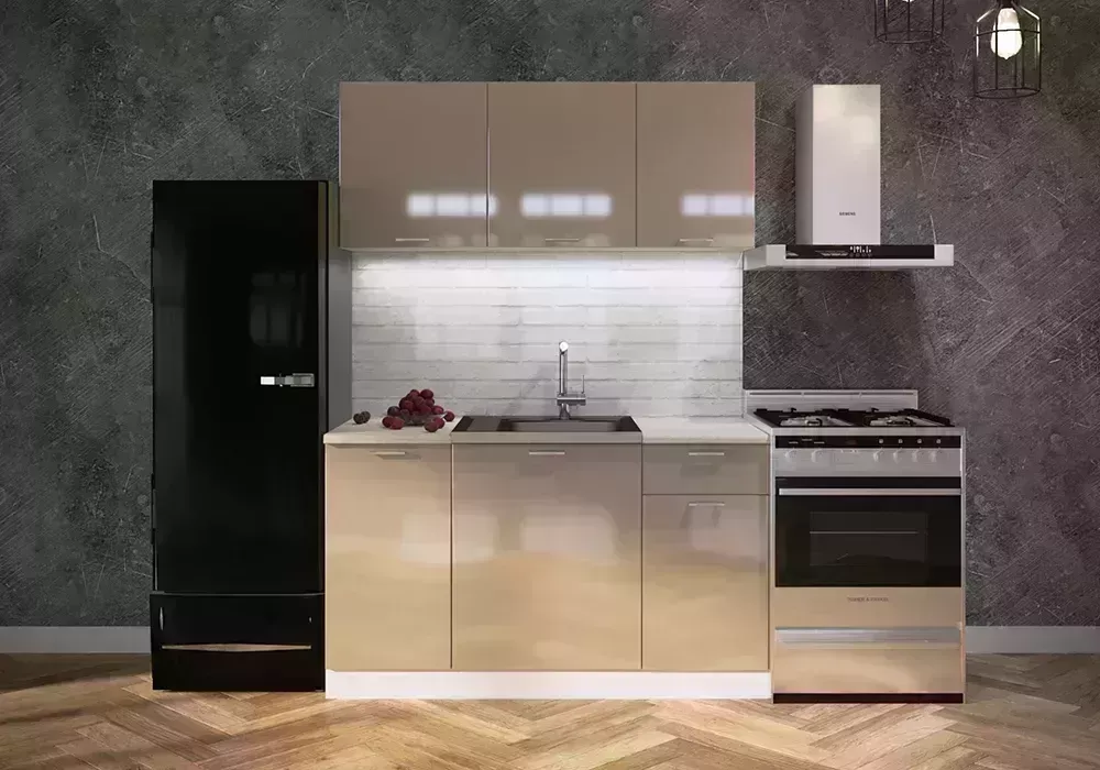Кухонный гарнитур Сурская мебель Кухня Ритмо 1.4м капучино глянец