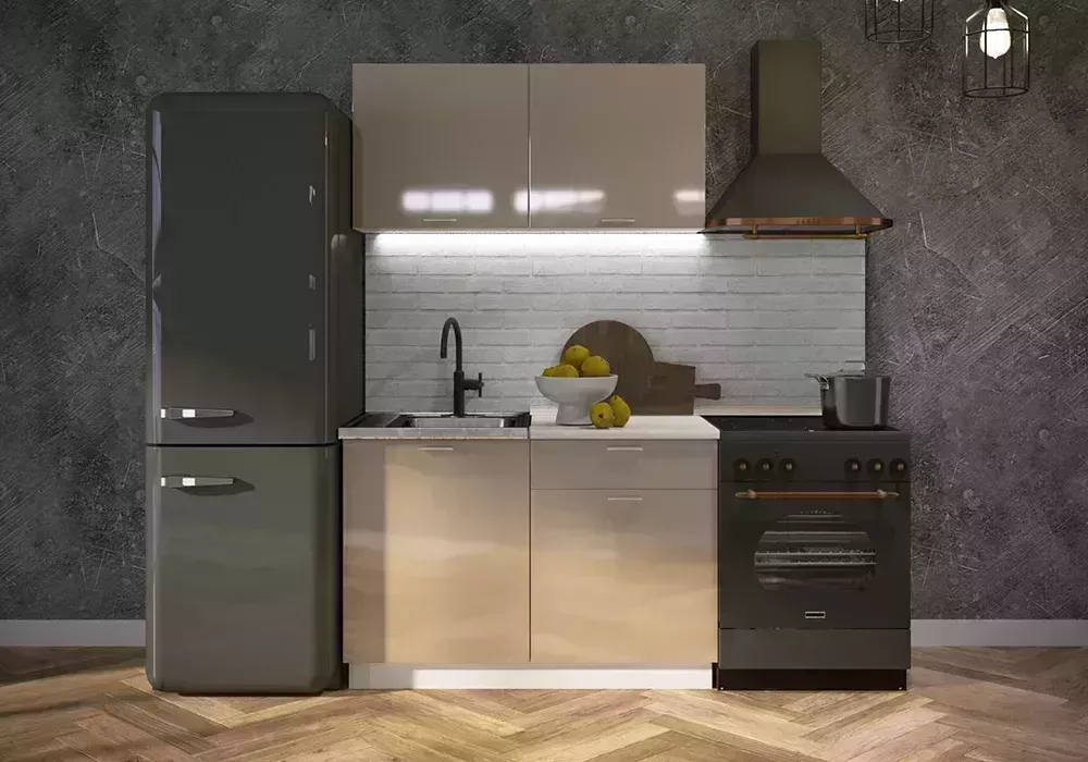 Кухонный гарнитур Сурская мебель Кухня Ритмо 1.2м капучино глянец