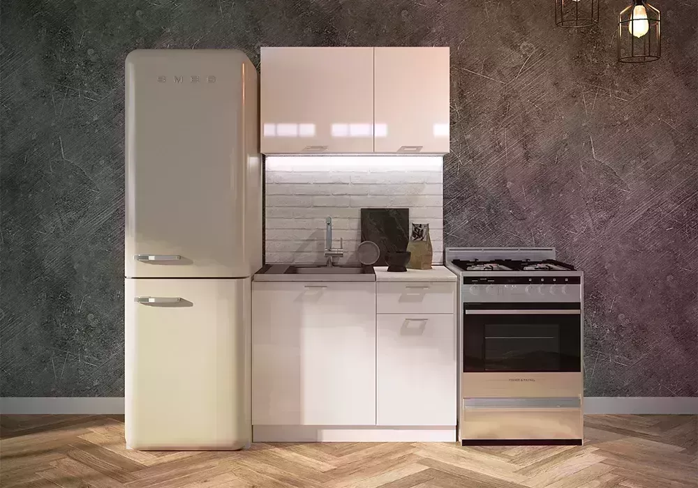 Кухонный гарнитур Сурская мебель Кухня Ритмо 1.0м белый глянец