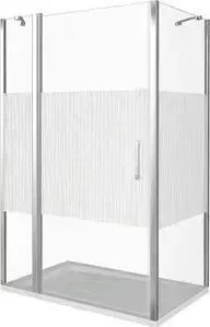 Душевой уголок Good Door Pandora WTW+SP-140-80-T-CH профиль хром, стекло прозрачное с рисунком (ПД00045, ПД00046)