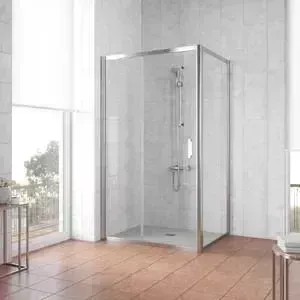 Душевой уголок Vegas Glass ZP+ZPV 105*80 08 01 профиль глянцевый хром, стекло прозрачное