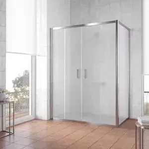 Душевой уголок Vegas Glass ZP+ZPV 160*80 08 10 профиль глянцевый хром, стекло сатин