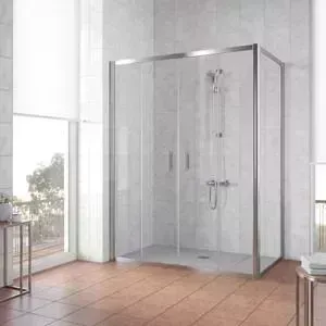 Душевой уголок Vegas Glass Z2P+ZPV 150*80 08 01 профиль глянцевый хром, стекло прозрачное