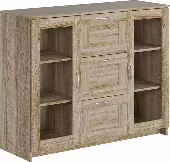 Комод VMG Industry (для IKEA) с дверцами Сириус со стеклом и 3 ящиками сонома с и 3 нома