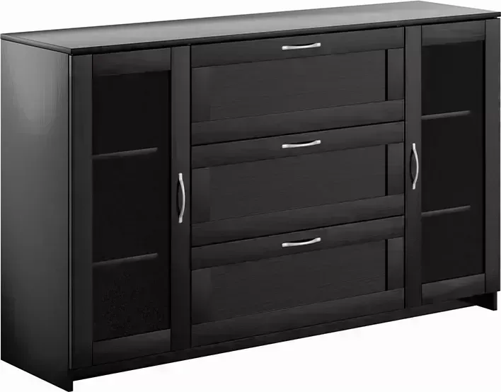 Комод VMG Industry (для IKEA) с дверцами Сириус со стеклом и 3 ящиками дуб венге с и 3