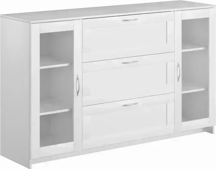 Комод VMG Industry (для IKEA) с дверцами Сириус со стеклом и 3 ящиками белый с и 3