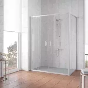 Душевой уголок Vegas Glass Z2P+ZPV 210*100 07 01 профиль матовый хром, стекло прозрачное