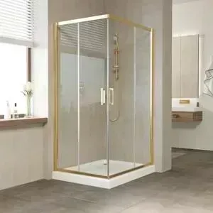 Душевой уголок Vegas Glass ZA 120*80 09 01 профиль золото, стекло прозрачное