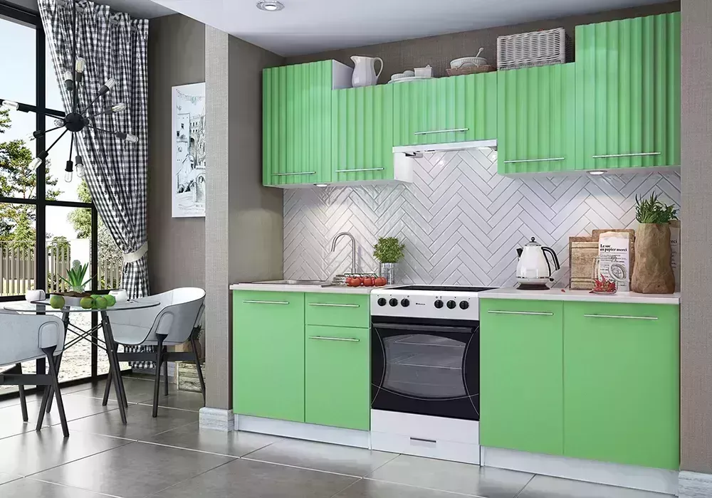 Кухонный гарнитур STOLLINE Бланка белый  зелёный однотонный 