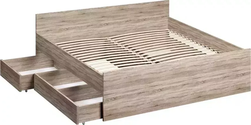 Кровать VMG Industry (для IKEA) двуспальная Орион дуб сонома с ящиками
