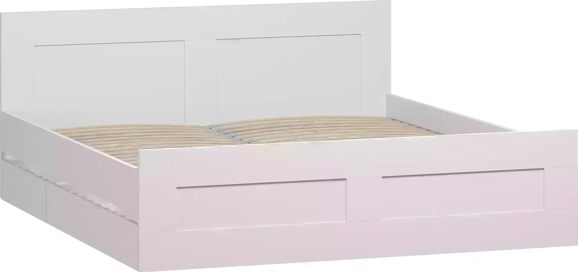 Кровать VMG Industry (для IKEA) двуспальная Сириус белая с ящиками