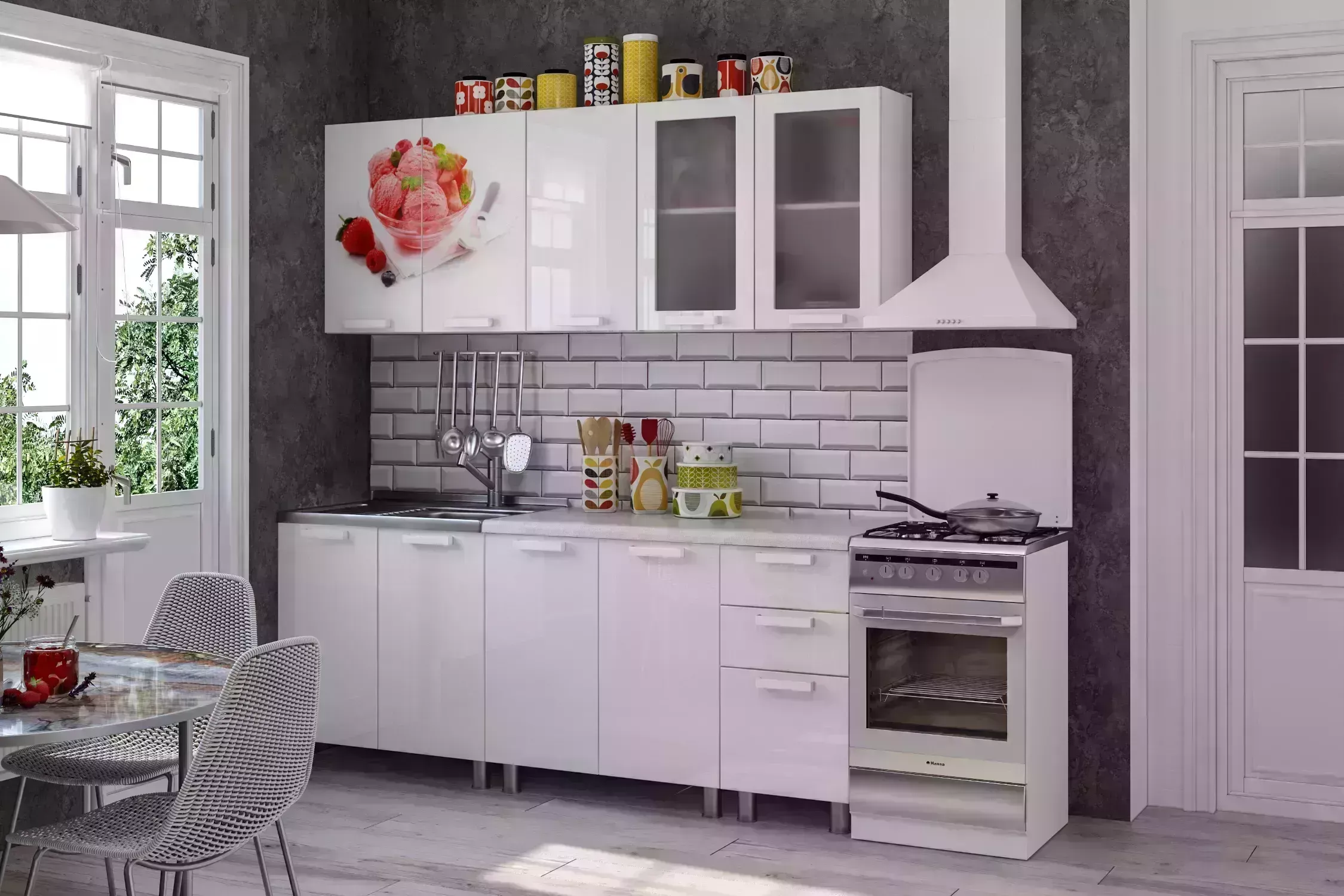 Кухонный гарнитур BTS м Кухня Айс-кри 2.0 белый глянец