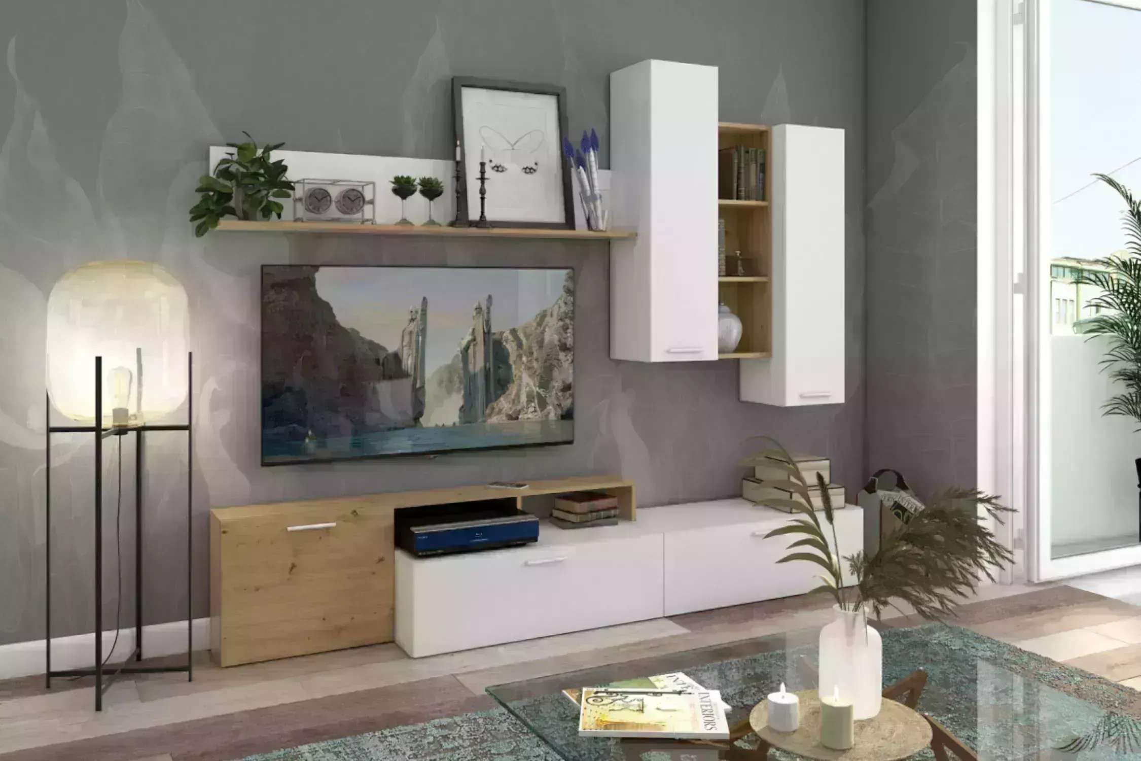 Гостиная STOLLINE Стенка Грация дуб дикий / белый