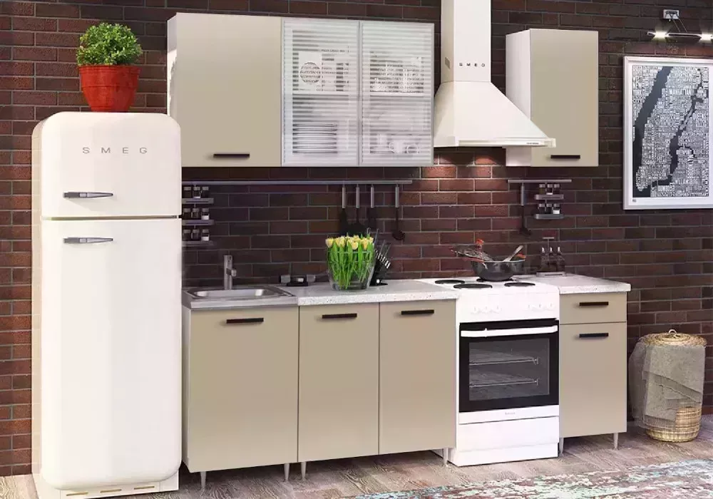 Кухонный гарнитур Миф Кухня Рио-1 1.7м капучино