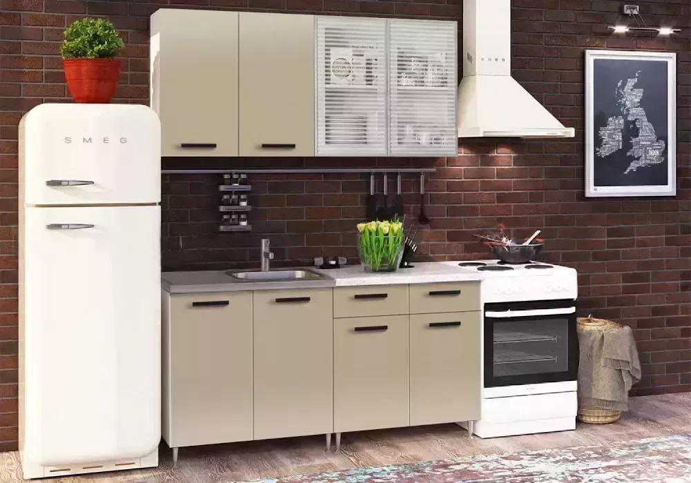 Кухонный гарнитур Миф Кухня Рио-1 1.6м капучино