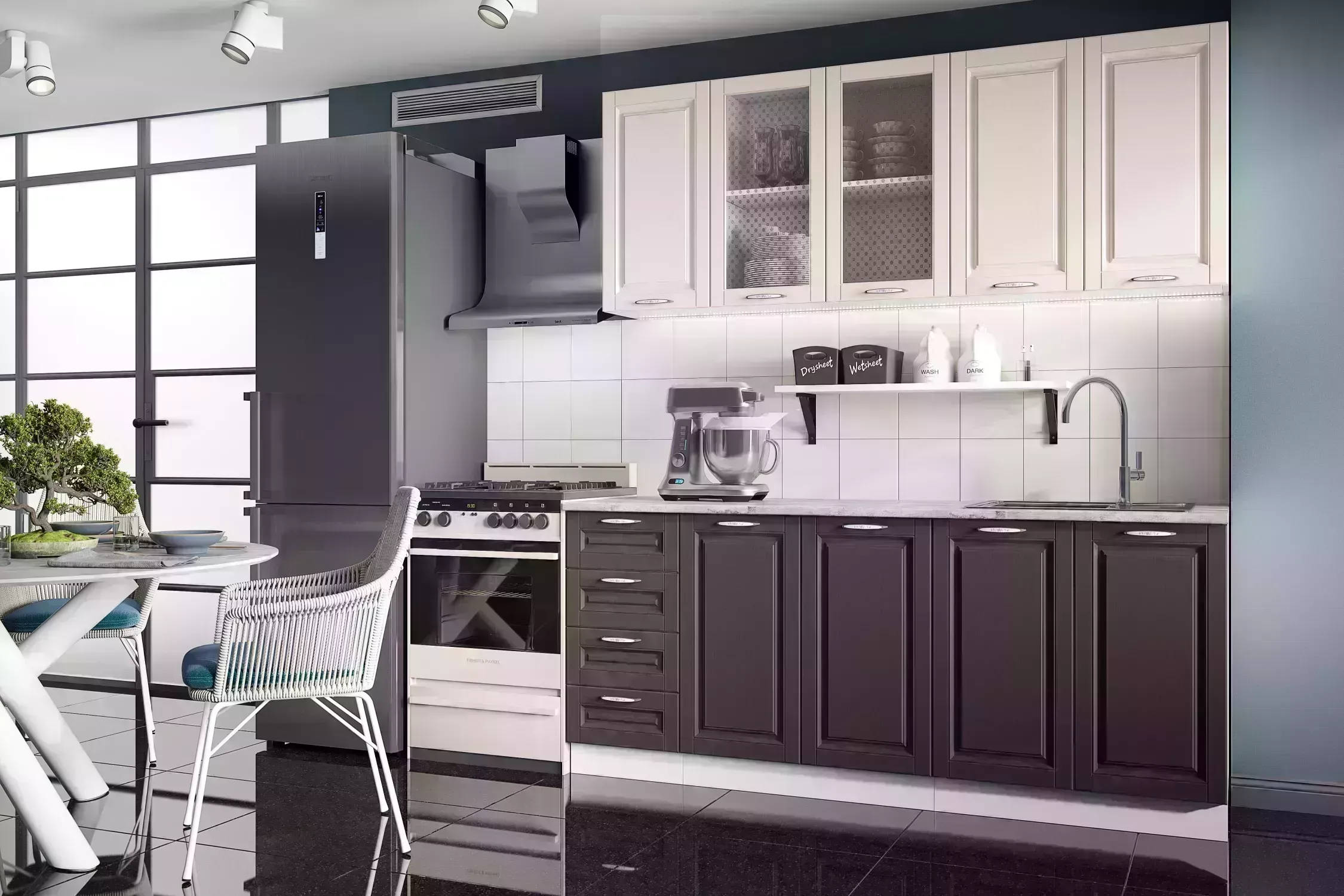 Кухонный гарнитур ЭРА Вита 2.0 м шато кре арабика