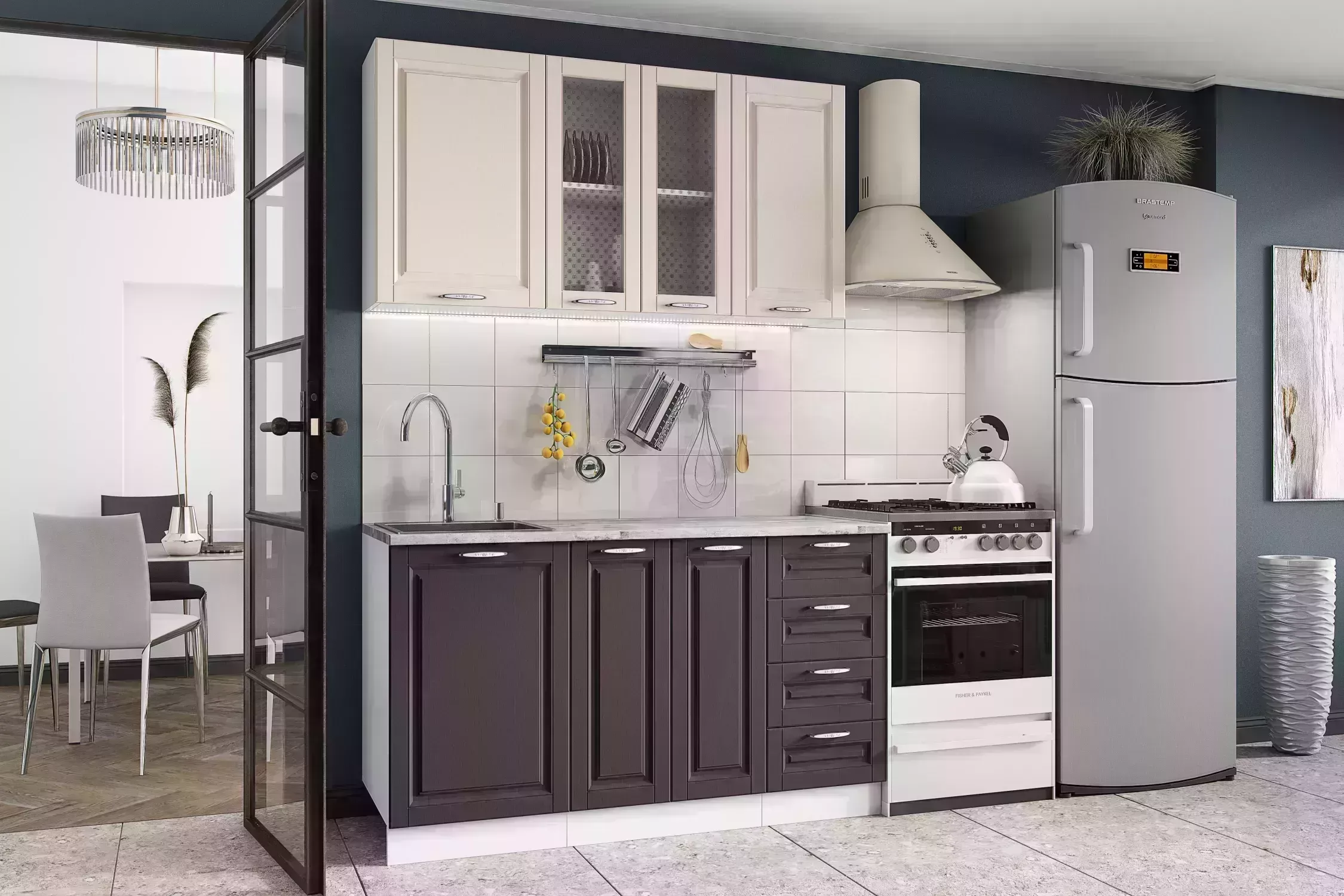 Кухонный гарнитур ЭРА Вита 1.5 м шато кре арабика