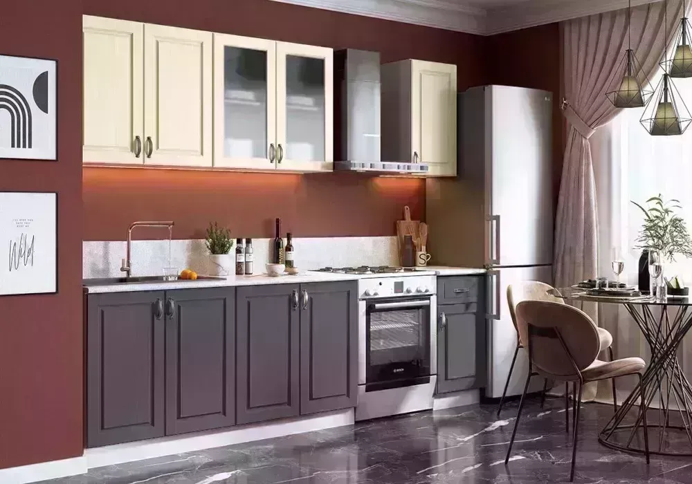 Кухонный гарнитур Миф / Кухня Констанция №2 2.0 софт ваниль графит