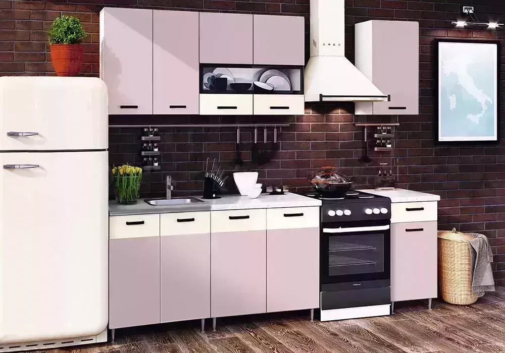 Кухонный гарнитур Миф м / Кухня Рио 1.8 м розовый / бежевый