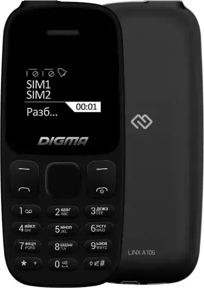 Смартфон DIGMA Linx A106 32Mb Black (LT1065PM) Телефон мобильный
