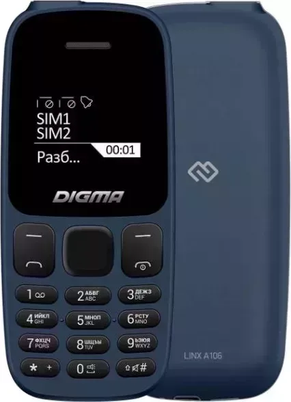 Смартфон DIGMA Linx A106 32Mb Blue (LT1065PM) Телефон мобильный