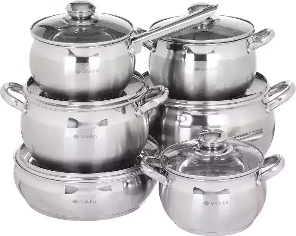 Набор посуды DANIKS SD-12 (204075) 12 пр, каст1.9,2.9,3.9,6,5,ковш1.9,сков 24см