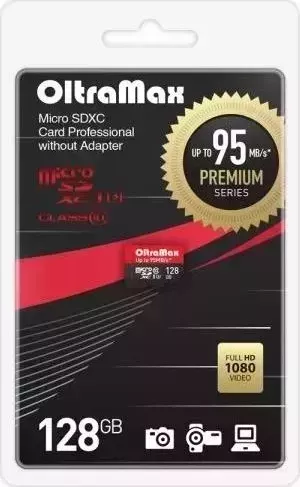 Карта памяти OLTRAMAX 128GB microSDXC Class 10 UHS-1 Premium (U3) [OM128GCSDXC10UHS-1-PrU3 w]