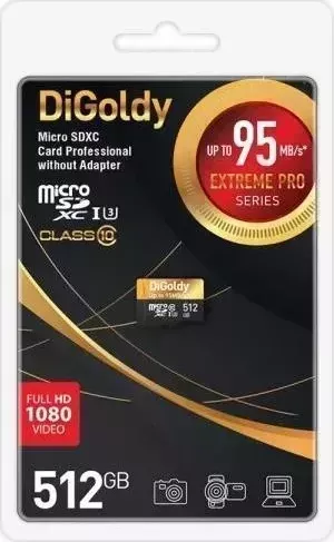 Карта памяти DIGOLDY 512GB microSDXC Class 10 UHS-1 Extreme Pro (U3) [DG512GCSDXC10UHS-1-ElU3 w]
