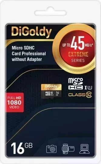 Карта памяти DIGOLDY 16GB microSDHC Class 10 UHS-1 Extreme [DG016GCSDHC10UHS-1-ElU1 w]